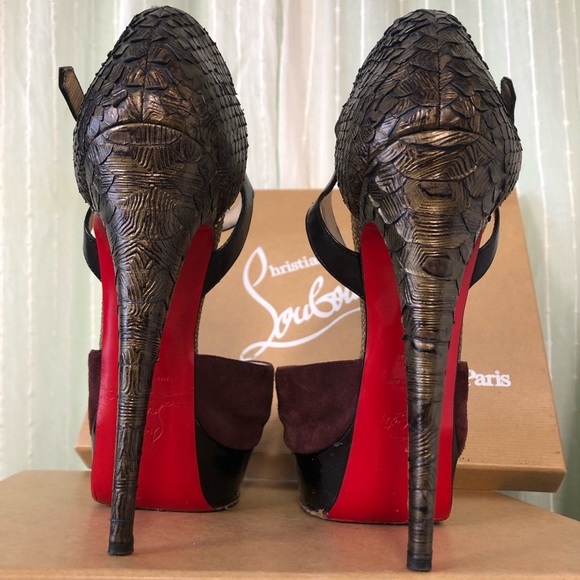Rare Louboutin Suede & Python Mary Jane - Picture 2 of 14